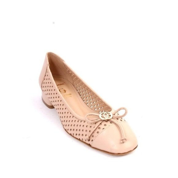 Luca Grossi 700 Beige Leather Round Toe Flats Shoes